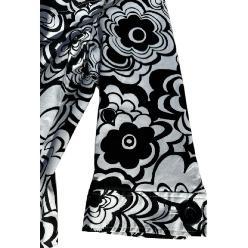 Spense Black & White Floral Design Women's Jacket Flare Cuffs Size L - Picture 4 of 6